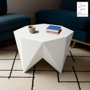 Arquivos de mesa de centro de metal - "Kami" - DXF / svg / .step / Plano de fabricação / OBJ - Corte CNC a laser, plasma - Design 2D e 3D