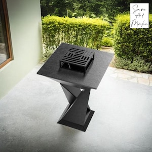 Vierkante Fire Pit-bestanden - "Emberis" - DXF, svg, .step, productievideo - CNC-laser, plasmasnede - ontwerp 2D en 3D