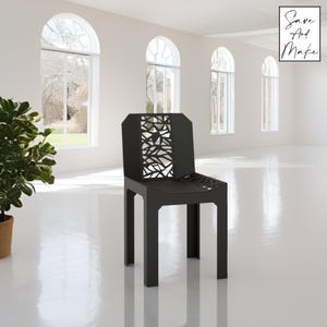 Arquivo de cadeira de metal - "Aeris" - DXF, svg, .step, Plano de fabricação, OBJ - Corte CNC a Laser e Plasma - Design 2D e 3D - Móveis