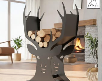 Firewood Rack files - "Deer antlers" -  DXF, svg, .step, Manufacturing plan, OBJ - Cnc Laser, Plasma Cut - Art, Design 2D 3D