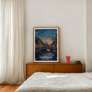 Amsterdam Travel Print Wall Art, Netherlands Europe Travel Poster, Digital Download, Home Decor, Birthday Gifts, Trendy Room Decor