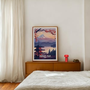 Mount Fuji Travel Print Wall Art, Japan Travel Poster, Digital Download, Home Decor, Birthday Gifts, Trendy Room Decor