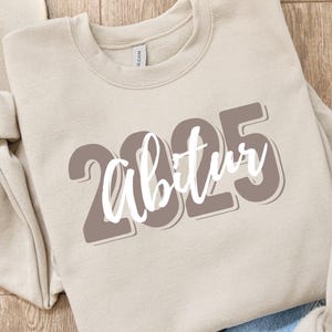 Abitur Abi 2025 Schulabschluss Abschluss Geschenkartikel Geschenk Überraschung Beige Sand Sweatshirt Unisex Genderneutral Langarm Selfmade