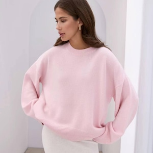 Handmade Yellow Cashmere Oversized Sweater: Relaxed Fit