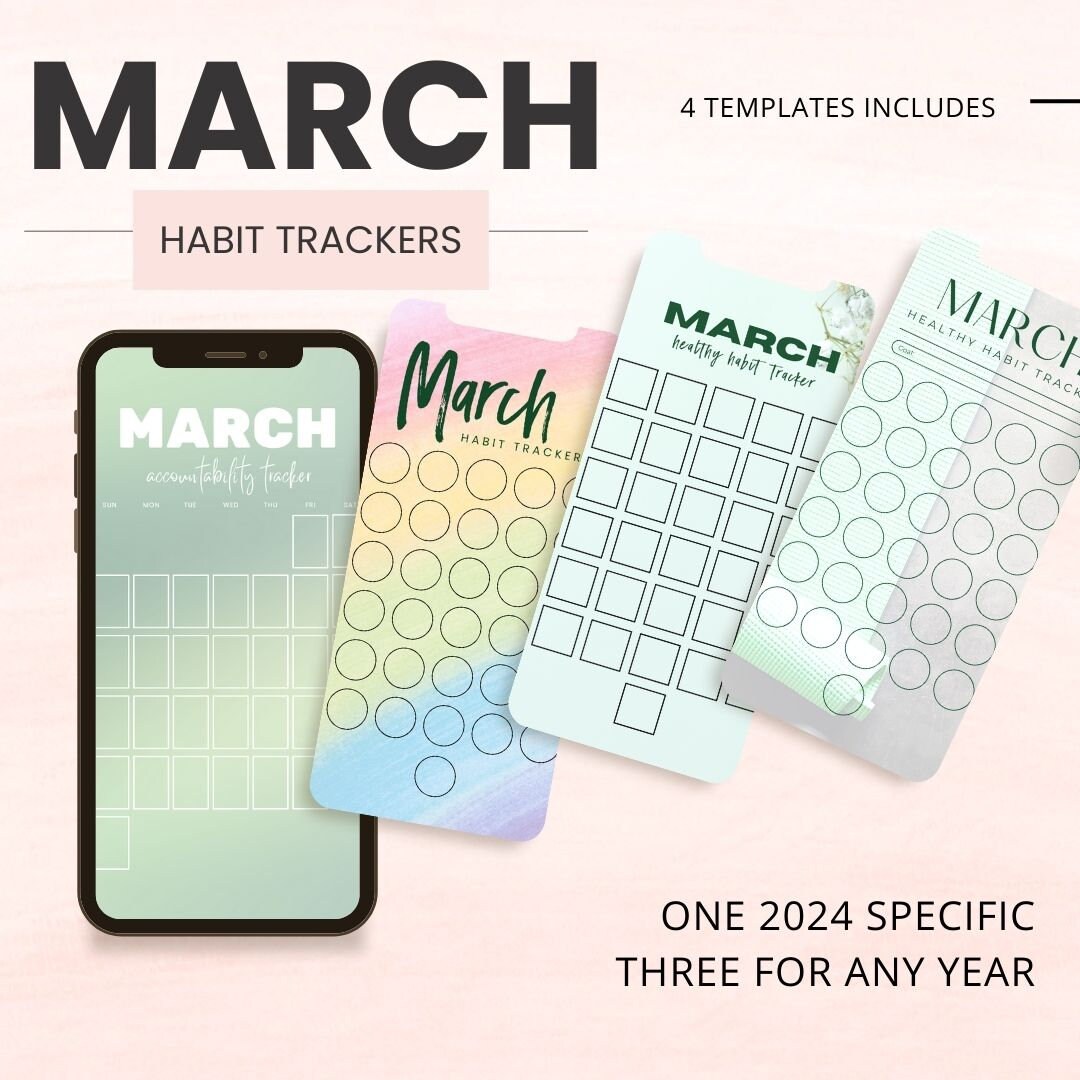 March 2024 Habit Tracker SOCIAL MEDIA | IG Stories | Workout ...