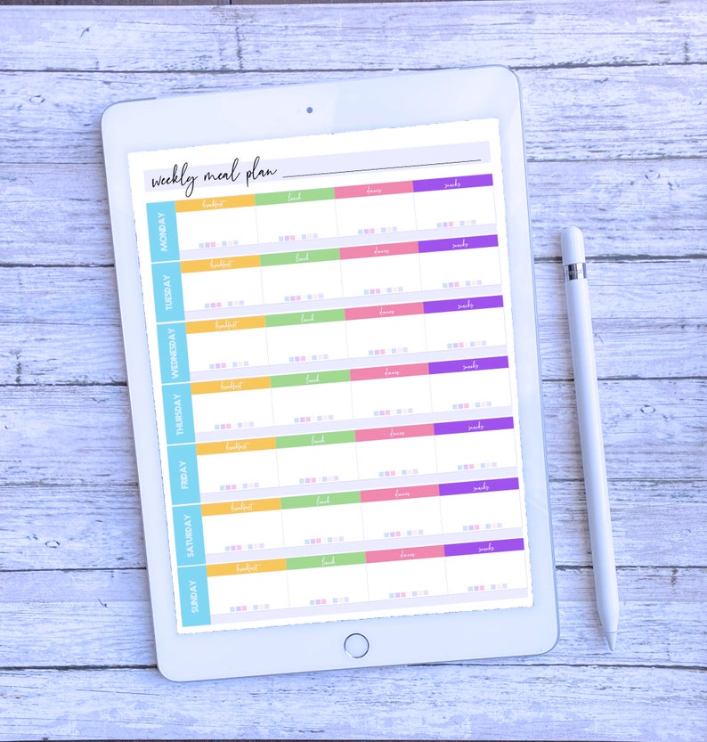 Weekly Meal Plan Digital Planner and Printable Portion Fix Compatible image 2