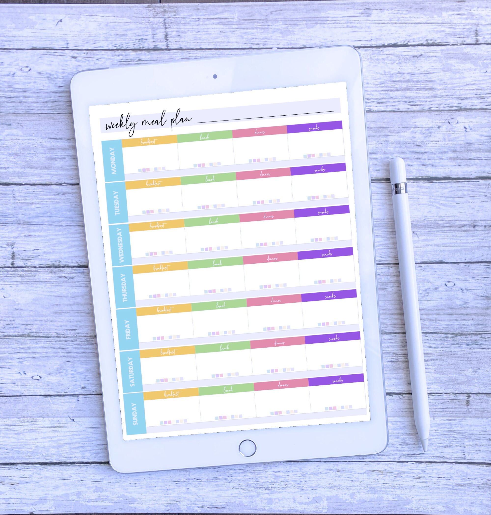 Weekly Meal Plan Digital Planner and Printable Portion Fix Compatible ...