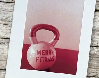 Merry Fitmas Kettlebell Christmas Holiday Card Friend Coach Trainer