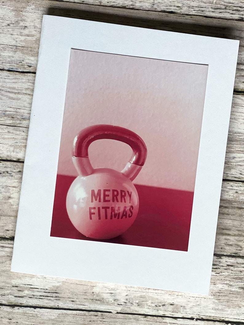 Merry Fitmas Kettlebell Christmas Holiday Card Friend Coach Trainer image 1