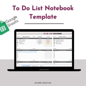 To Do List Notebook Template, Google Sheets Organizer, Daily Task Tracker, Printable Checklist, Editable Planner, Productivity Tool