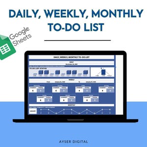 Daily, Weekly, Monthly To-Do List, Google Sheets Planner, Task Organizer, Productivity Tracker, Editable & Printable, Digital Planning Tool