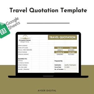 Travel Quotation Template, Google Sheets Tool for Travel Agents, Customizable Quote Form, Easy Travel Cost Estimates, Profess. Client Quotes