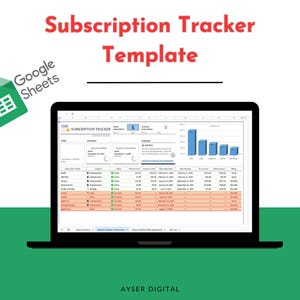 Subscription Tracker Template, Google Sheets, Manage Subscriptions, Monthly Tracker, Expense Tracker, Subscription Log, Easy Budgeting Tool
