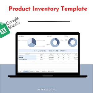 Modèle d&#39;inventaire de produits, feuilles Google, suivi des niveaux de stock, gestion de l&#39;inventaire de produits, suivi des ventes, feuille de calcul d&#39;entreprise, gestion des stocks