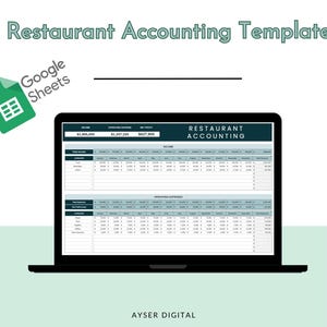 Google Sheets, small business, Restaurant Accounting Template | Profit and Loss, Budget and Expense Tracker, digital download