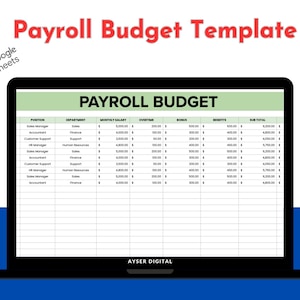 Payroll Budget Template, Editable Google Sheets, Digital Download, Payroll Management Tool