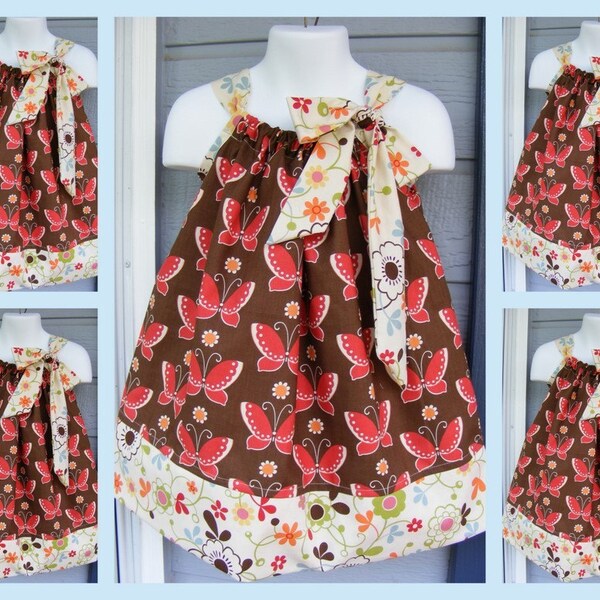 Custom Made Pillowcase Dress-0-8 years old-Moda Fabric-Freebird-2T READY TO SHIP