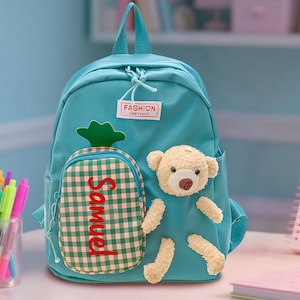 Sac à dos personnalisé pour enfant avec nom, sac à dos ours en peluche pour tout-petit, cartable pour enfants, sacs à dos monogramme pour filles et garçons, cadeaux d'anniversaire