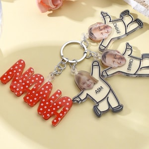 Custom Nana Keychain With Kids Face Charm, Kids Photo Keychain, Personalized Mother&#39;s Day Gift For Grandma, Mom Keychain Gift, Gift For Mom