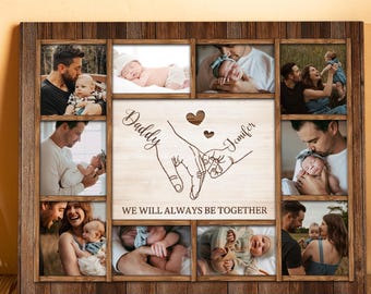 Personalized Wooden Photo frames: Father's Day Keepsake with Engraved Names,Kids & Dad,Birthday,Home Decor Keepsake Gift,Christmas gifts