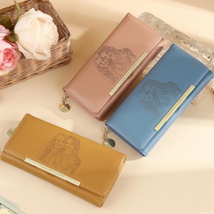 Cartera de cuero personalizada para mujer, regalo de Navidad especial personalizado para ella, billetera hecha a mano, regalo de cumpleaños, regalo para la abuela, día de la madre