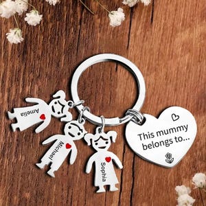 This Mommy Belongs To... Keychain, Personalized Kids Names Keychain, Custom Family Keyring, Mothers Day, Fathers Day Gift, Gift for Family