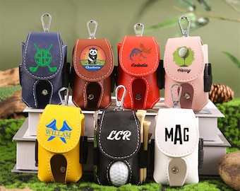 Custom Golf Ball Bag, Stylish Pouch for Golf Balls, Tees Holder, Mini Golf Ball Holder, Leather Golf Travel Bag, Gift for him, Father&#39;s Day
