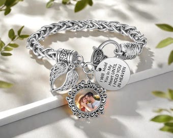 Personalized Memorial Bracelet, Chain Bracelet with Picture,Custom Photo Bracelet,Memorial gift, Gift For Him, Memorial Jewelry,Gift for Dad