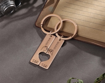 Set of 2 Custom Couple Keychain,Personalized Gift For Boyfriend Girlfriend,Matching Couples Keychains,Valentine's Day Gifts,Anniversary Gift