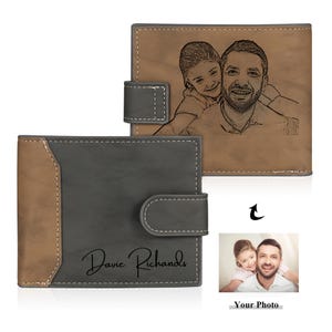 Personalized gift for him,Custom photo wallet for men,Engraved Picture Wallet,PU Leather Wallet, Father's Day gift,Anniversary Gifts for Him