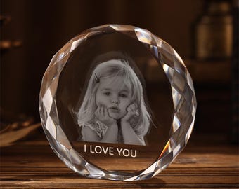 Corazón personalizado con foto en 3D de cristal, retrato único grabado con láser para 1 o 2 personas, regalo para el Día del Padre, regalo de boda, regalo de aniversario o cumpleaños.