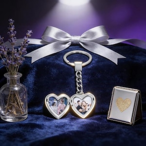 Custom Photo Keychain,Memorial Keyring, Engraved Keychain, Charm Heart Locket Keychain,Anniversary Gift,Gift for Her Him
