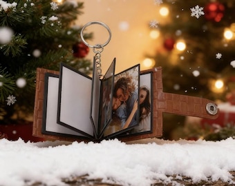 Aangepaste mini-fotoalbum sleutelhanger, gepersonaliseerde fotosleutelhanger, cadeau voor hem/haar, cadeau voor papa, verjaardagscadeau vriendje, kerstcadeau