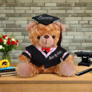 Custom Graduation Bear 2025, Personalized Graduation Bear with Name, Plush Bear with Mortarboard, Gift for Graduate, College Graduation Gift