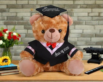 Custom Graduation Bear 2026, Personalized Graduation Bear with Name, Plush Bear with Mortarboard, Gift for Graduate, College Graduation Gift