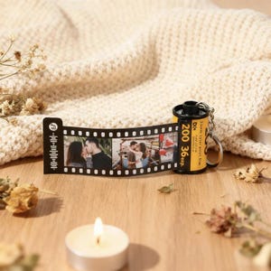 Llavero con foto personalizada, llavero con rollo de película, llavero con rollo de cámara, llavero personalizado con película de cámara, regalo de aniversario para él, regalo de recuerdo, regalo del Día del Padre