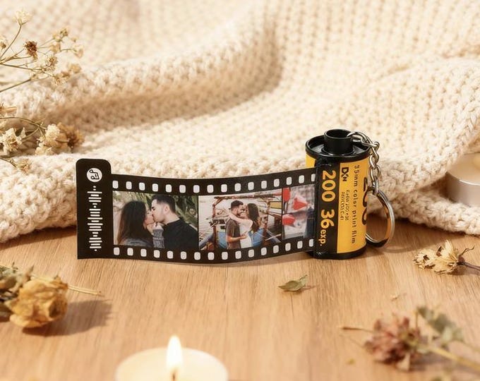 Custom Photo Keychain Film Roll, Camera Roll Keyring,Personalized Camera Film Keychain,Anniversary Gift for Him,Memory Gift,Fathers Day Gift