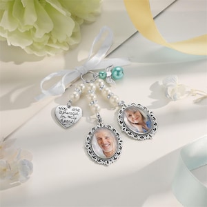 Personalized Bridal Bouquet Charm, Custom Photo Bouquet Pendant, Wedding Memorial Keepsake, Wedding Memorial Gifts For her, Wedding Favors