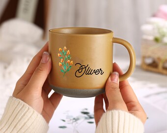 Custom Birth Flower Mug, Customized Floral Coffee Mug with Name, Personalized Mom Gifts, Mother's Day 2025, Gift for Mother,Best Friend Gift