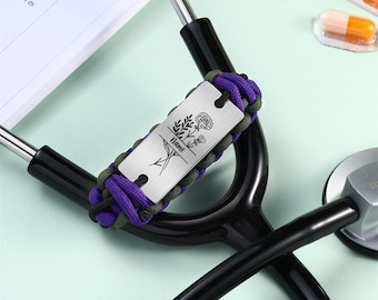 Etiqueta de nombre de estetoscopio personalizada, etiqueta de identificación de estetoscopio con flor de nacimiento, dije de estetoscopio, regalo para enfermera, regalo para estudiante de enfermería, regalo para médico