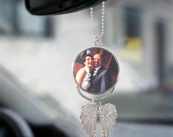 Custom Photo Angel Wings Memorial Hanging Charm, Customized Photo Car Charms, Memorial Key Chain,Personalized Memorial Gift,Mothers Day Gift