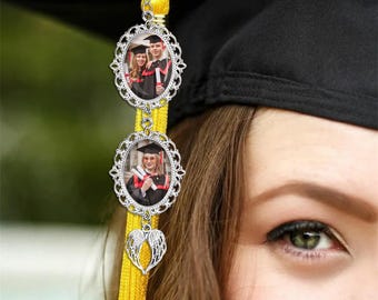 Custom Graduation Tassel Photo Charm with Angel Wings, 2026 Graduation Memorial Tassel for Grad Cap, Memorial Charm Graduation Gift For Her