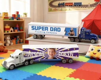 Personalized Toy Truck for Boys,Custom Name & Photo lorry,Christmas Gift for Son,Grandson,Nephew, 14 Pattern Options,Kids Christmas Present