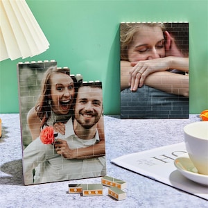 Customized 2 Photos Rectangle Building Block,Personalized Picture Block,Custom Photo Jigsaw Puzzle, Valentine&#39;s Gifts, Fathers Day Gift