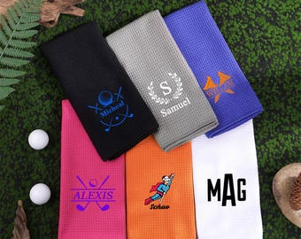 Embroidered Personalized Golf Towel, Monogrammed Golf Towel,Custom Golf Towel,Father&#39;s Day Gift, Golf Gift for Dad, Gift Golf Club Towel