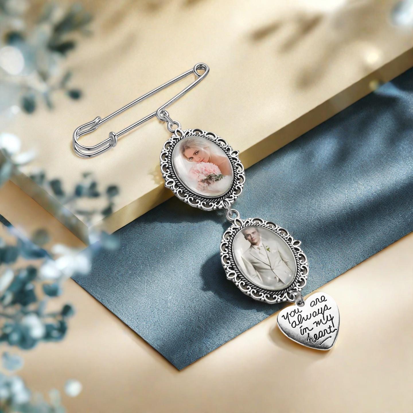 Personalized Bridal Bouquet Charm, Custom Photo Bouquet Pendant, Wedding Memorial Keepsake, Memory Remembrance Pin,Wedding Gifts For him her