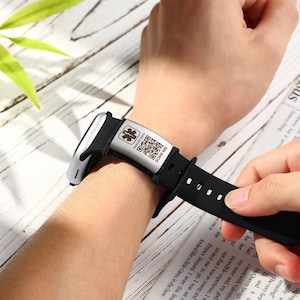 Custom Medical QR Code Tag for Watch Band, Personalized Medical Alert ID Tag, Emergency Medical ID Tag, Allergy and Diabetes Alert Tag