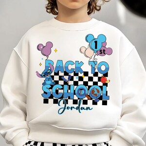 Back To School Stitch Custom Shirt, Disney Kids Name and Grade School Tee, First Day of School Sweatshirt, Kids Disney Back To School Tee
