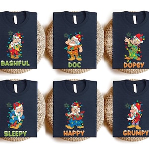 Sweat-shirt de Noël Disney, Pull de fête de Noël Blanche-Neige et les Nains, T-shirt Docteur Timide, Docteur Simplet, Docteur Grognon, T-shirt pour un voyage de Noël à Disney