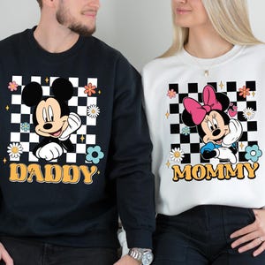 Disney Family Checkered Matching Shirts, Disneyland Retro Family Sweatshirt, Disney Family Vacation Shirt, Disney Characters Family Trip